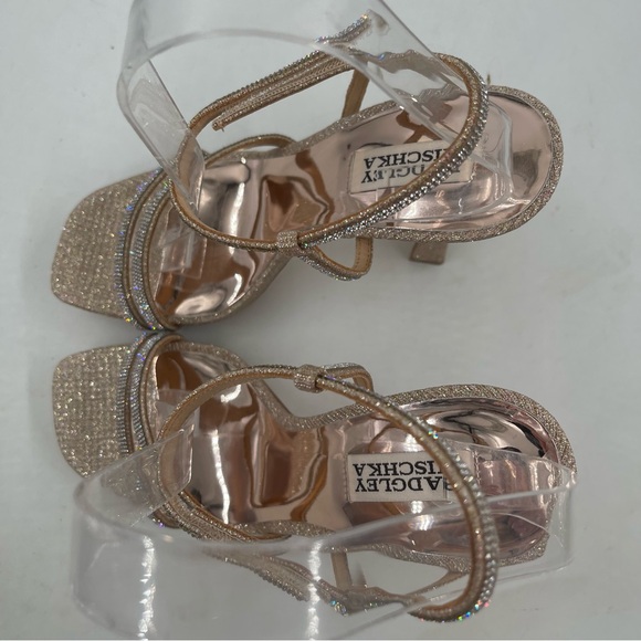 NIB! Badgley Mischka Women’s Urbana Pale Gold Glitter Stiletto Heel Sandals-8.5 - Picture 6 of 14